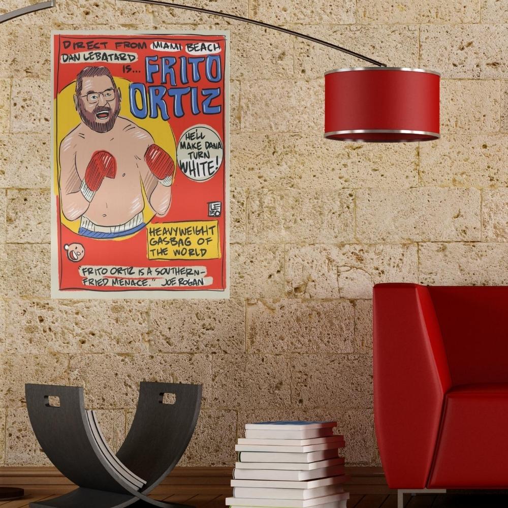 Dan LeBatard is Frito Ortiz - Fight Poster - Lebo Brushed Aluminum Artbond